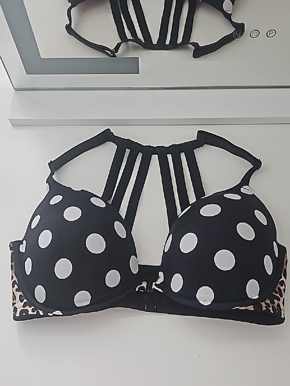Black & White Polka Dot Strappy Bra